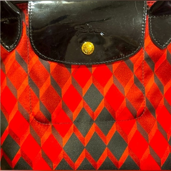 LONGCHAMP Le Pliage Red & Black Handbag Tote, NWOT - Picture 10 of 10